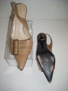 COACH Brown Leather Slingback Heels Shoes 6.5 B Andrea  