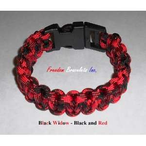   Sz 9 Paracord Bracelet   Black Widow   Black and Red 