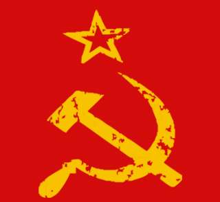 348 USSR BIG SICKLE retro russia flag cccp mens T shirt  
