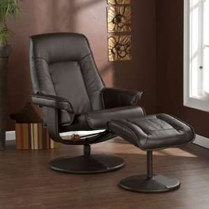  Lubbock Brown Leather Recliner and Ottoman: Home & Kitchen