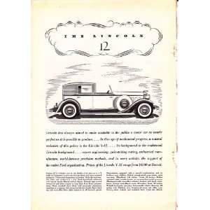  1932 Ad Lincoln V 12 Original Antique Car Ad: Everything 