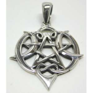    Sterling Silver Heart Pentacle Pendant Pagan Wiccan: Jewelry