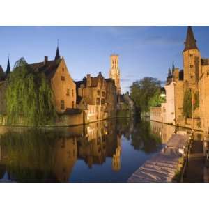  Canal and Belfry Tower in the Evening, Bruges, Belgium 