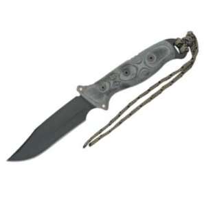Tops Knives 1040 ATC Lobo Fixed Blade Knife with Black Linen Micarta 