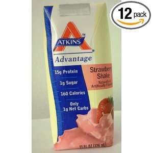 ATKINS Advantage Strawberry Shake 11 OZ (325 ml) (Pack of 12)  