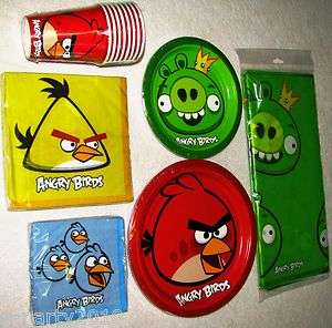 ANGRY BIRDS Birthday PARTY SUPPLIES SET for 8 ~ Plates Napkins 