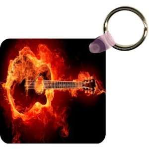  Flaming Guitar Art Key Chain   Ideal Gift for all 