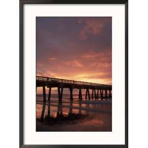 Sunrise at the Pier, Tybee Island, Georgia, USA Collections Framed 