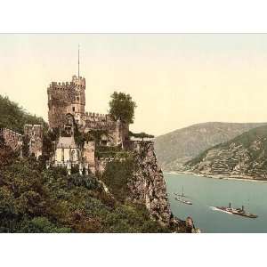 Vintage Travel Poster   Rheinstein Castle the Rhine Germany 24 X 18.5