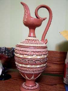 Antique Art Pottery Ewer red clay Italy artist signed  