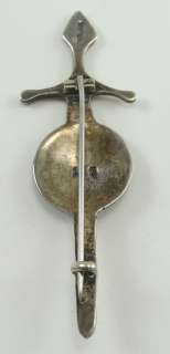 Antique Kilt Pin Scottish Clan Crest Sword & Shield Claddaugh 