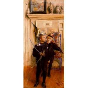 FRAMED oil paintings   Carl Larsson   24 x 52 inches   Ulf and Pontus