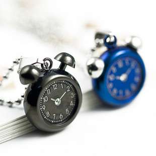 Clock Titanium Steel Lover Couples Necklace Pendants  