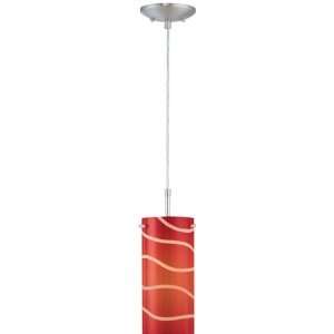 Pacifica Collection 1 Light 86 Polished Steel Pendant with Red Glass 
