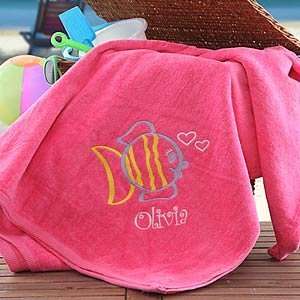  Pink Embroidered Beach Towel For Kids