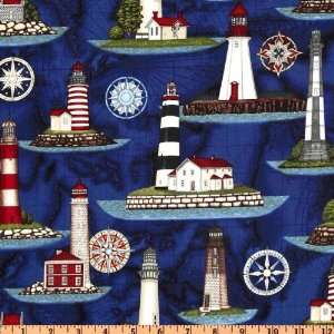  44 Wide Anchors Aweigh Light Houses Royal Fabric By The 