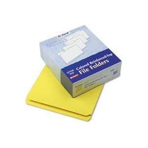 Two Ply Reinforced File Folder, Straight Cut, Top Tab, Letter, Yellow,