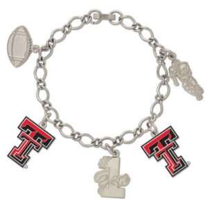  Texas Tech Red Raiders Official Logo Silver Charm Bracelet 
