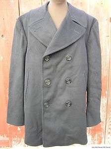 Vintage US Navy Wool Peacoat Jacket Mens Size 42R Kersey Blue USN 