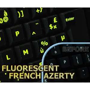   Glowing fluorescent French AZERTY keyboard stickers 