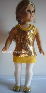 Doll Clothes fits American Girl OOH LA LA! Gold Sequin HOLIDAY 3 Piece 