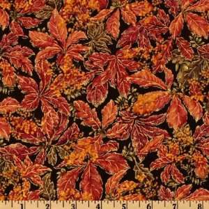   Cornucopia Fall Leaves Black Fabric By The Yard Arts, Crafts & Sewing
