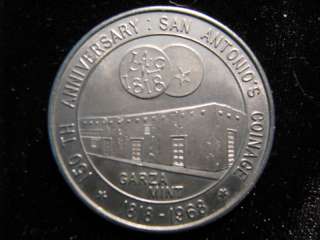 1968 San Antonio Texas Anniversary World Fair Medallion  