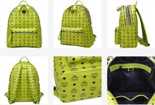 MCM STARK BACKPACK VISETOS Medium 100% Authentic 2012 NEW Lime color 