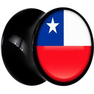  10mm Black Acrylic Chile Flag Saddle Plug Jewelry