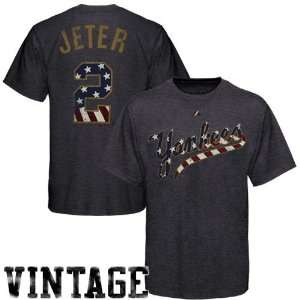   York Yankees #2 Derek Jeter Navy Blue Cooperstown Faded Glory T Shirt