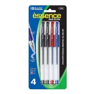  BAZIC Essence Assorted Color Gel Pen w/ Grip (4/Pack 