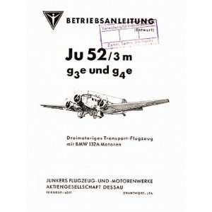   Ju 52 / 3m Aircraft Handbook Manual Betriebsanleitung Junkers Books