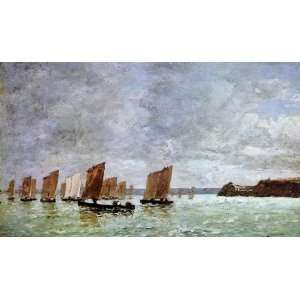   Fishing Boats off the Shore, By Boudin Eugène  Home & Kitchen