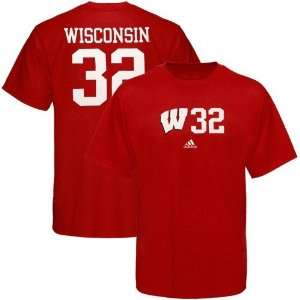 adidas Wisconsin Badgers #32 Cardinal Tryout T shirt:  