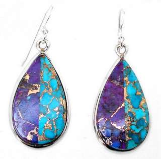 MAGICAL BLUE PURPLE COPPER TURQUOISE 925 STERLING SILVER DANGLE 