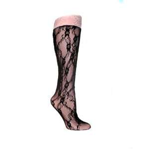  Foot Traffic Womens Trouser Socks Floral Lace Black 