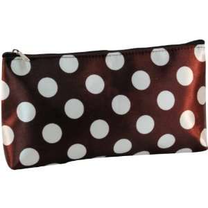  New Mad Style Brown & White Polka Dot Zipper Mirror Pouch 