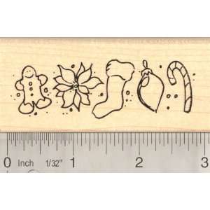  Christmas Border Rubber Stamp, with Gingerbread, Candy 