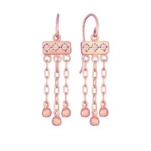   Earrings in Rose Gold Over Brass with White Sapphires: Jewelry