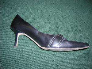 LAMBERTSON TRUEX black leather pumps shoes 37.5 7.5 HOT  