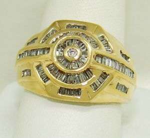 Large Baguette Diamond Ring in 10kt Gold for Men  