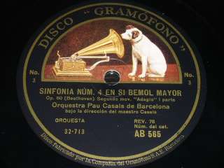 ORCHESTRA 4 x 78 rpm RECORDS Gramofono ORQUESTA PAU CASALS BARCELONA 
