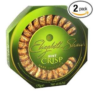 Elizabeth Shaw Dark Chocolate Crisps with Mint, 6.1 Ounce Boxes (Pack 