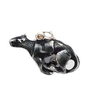  0.925 Sterling Silver and Enamel Greyhound Dog Pendant 