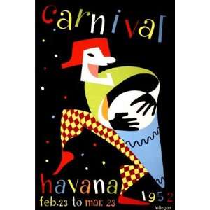  Carnival Havana, Cuba 1952 Vintage Cuban Travel Poster 