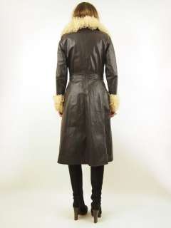  fur trench coat. Oversized collar and cuffs. Deep v neckline. High 