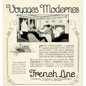 1922 Ad Compagnie Generale Transatlantique Voyage Ship Cabin French 