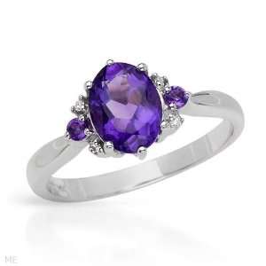  CleverEves 1.15.Ctw Amethyst 14K Gold Ring   Size 6.5 