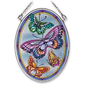  Amia Hand Painted Glass Suncatcher with Butterfly Design, Beaded 