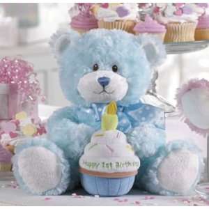  First Birthday Teddy Bear with Plush Cupcake   Blue Bear Toys & Games